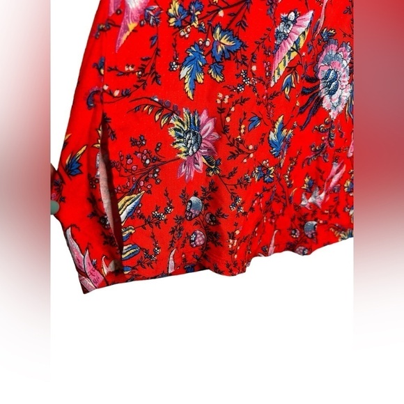 Anthropologie Maeve Windham Bright Red Floral Tunic Size Medium - Picture 6 of 10